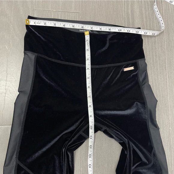 Sweaty Betty Velvet High Waisted Rise Leggings Side Stipe Velour Pants Black S - Picture 14 of 16